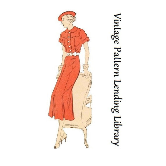 1930s Ladies Dress In Two Styles - Reproduction 1936 Sewing Pattern #T2013 - Junior Miss Size 32 Inch Bust