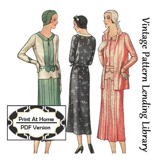 1930s Ladies Dress Ensemble - INSTANT DOWNLOAD - Reproduction 1931 Sewing Pattern #T6453 - 34 Inch Bust - PDF - Print At Home