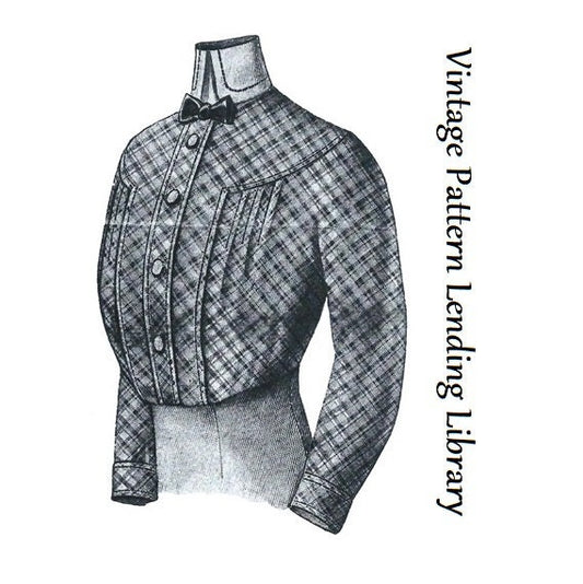 1910s Ladies Blouse With Detachable Collar - 1912 Reproduction Sewing Pattern #E0219 - 34 Inch Bust