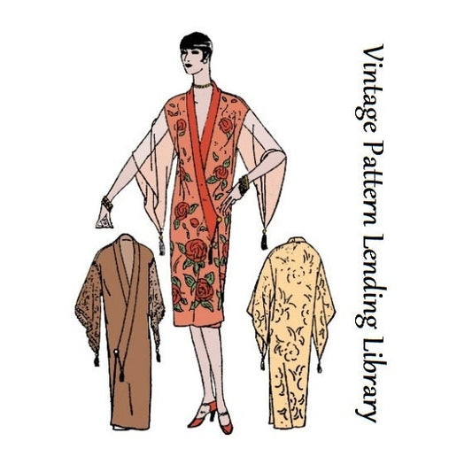 1920s Ladies Kimono Style Negligee - Reproduction 1929 Sewing Pattern #Z1178 - 36 Inch Bust