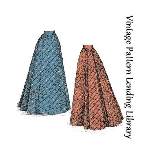 1890s Ladies Skirt With Back Pleats - Fantail Skirt - 1897 Reproduction Sewing Pattern #E1491 - 22 Inch Waist - Victorian Era