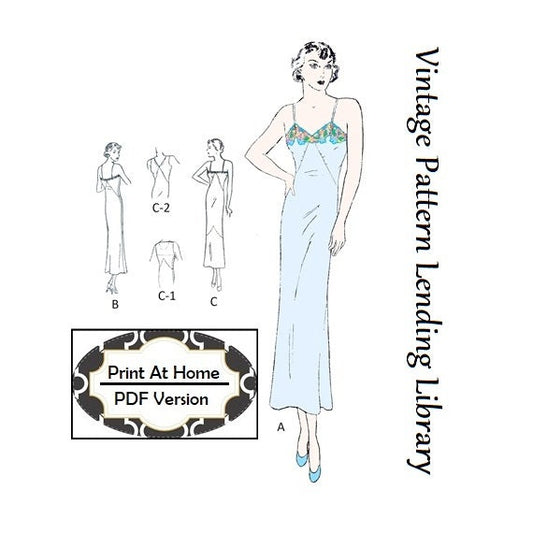 1930s Ladies Bias Slip Shadow Proof Front - INSTANT DOWNLOAD - Reproduction 1933 Sewing Pattern #T5308 - 34 Inch Bust - PDF - Print At Home