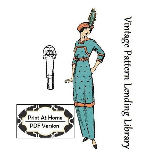 1912 Ladies Dress with Flounce - INSTANT DOWNLOAD - Reproduction Sewing Pattern #E6211 - 36 Inch Bust - PDF - Print At Home