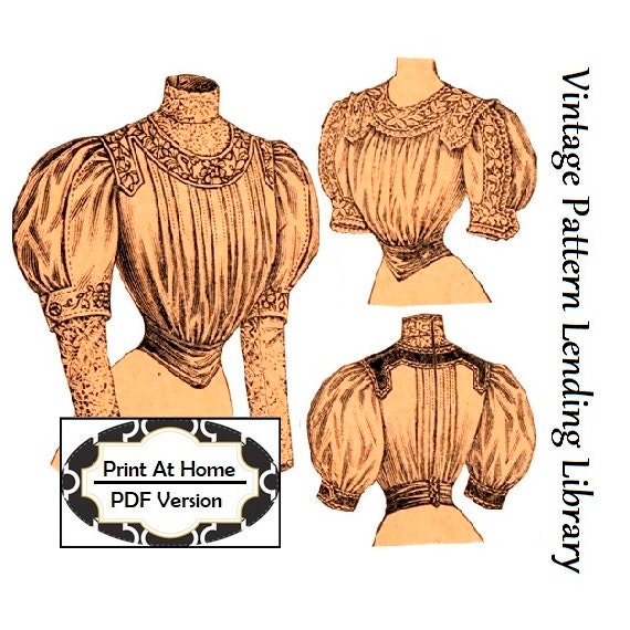 1900s Ladies Blouse With Tucked Front - INSTANT DOWNLOAD - 1904-05 Reproduction Sewing Pattern #E9322 - 36 Inch Bust - PDF - Print At Home