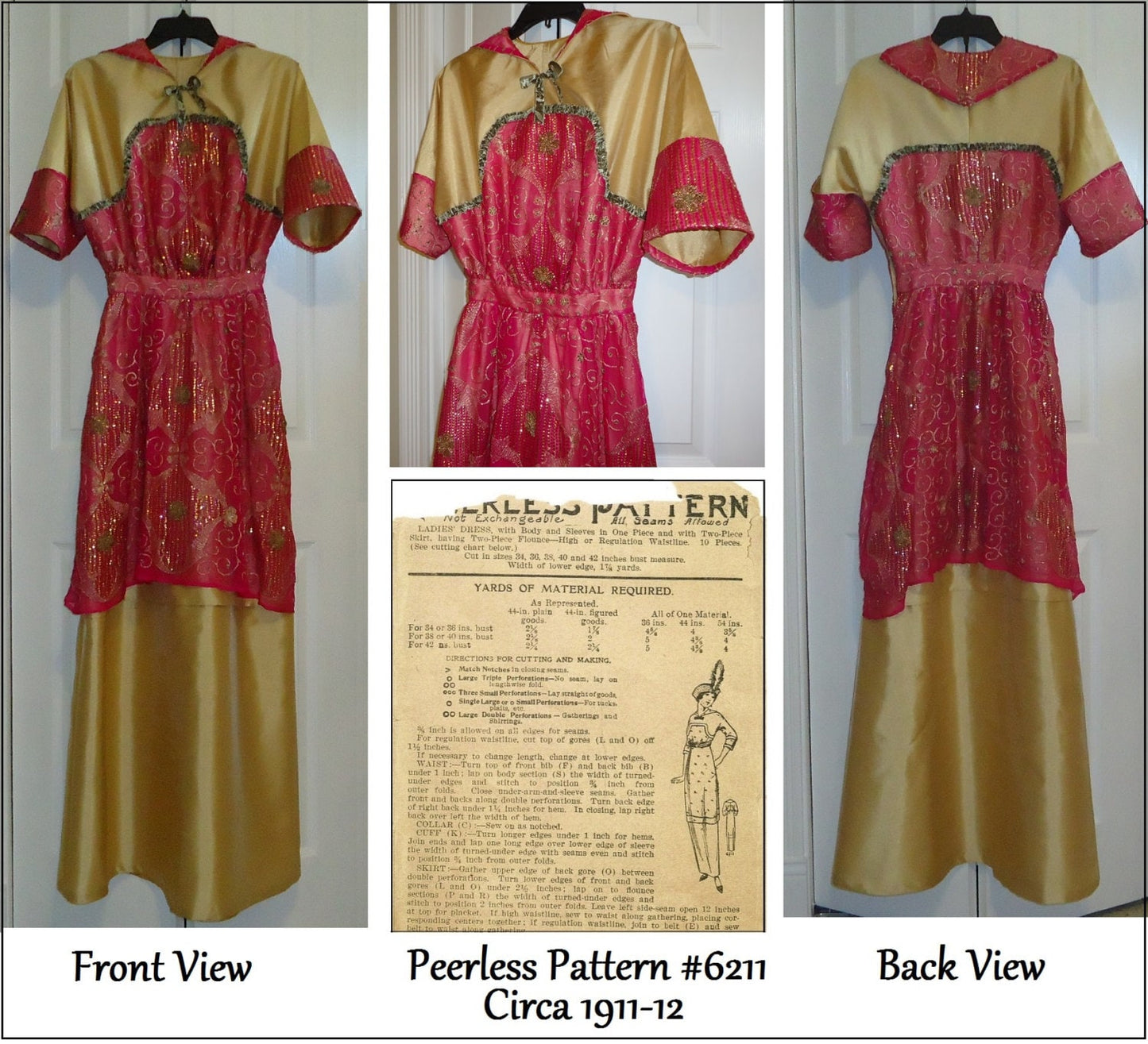 1912 Ladies Dress with Flounce - INSTANT DOWNLOAD - Reproduction Sewing Pattern #E6211 - 36 Inch Bust - PDF - Print At Home