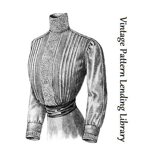 1910s Ladies Pleat Front Blouse With Optional Soutache Detailing - 1912 Reproduction Sewing Pattern #E0335 - 34 Inch Bust