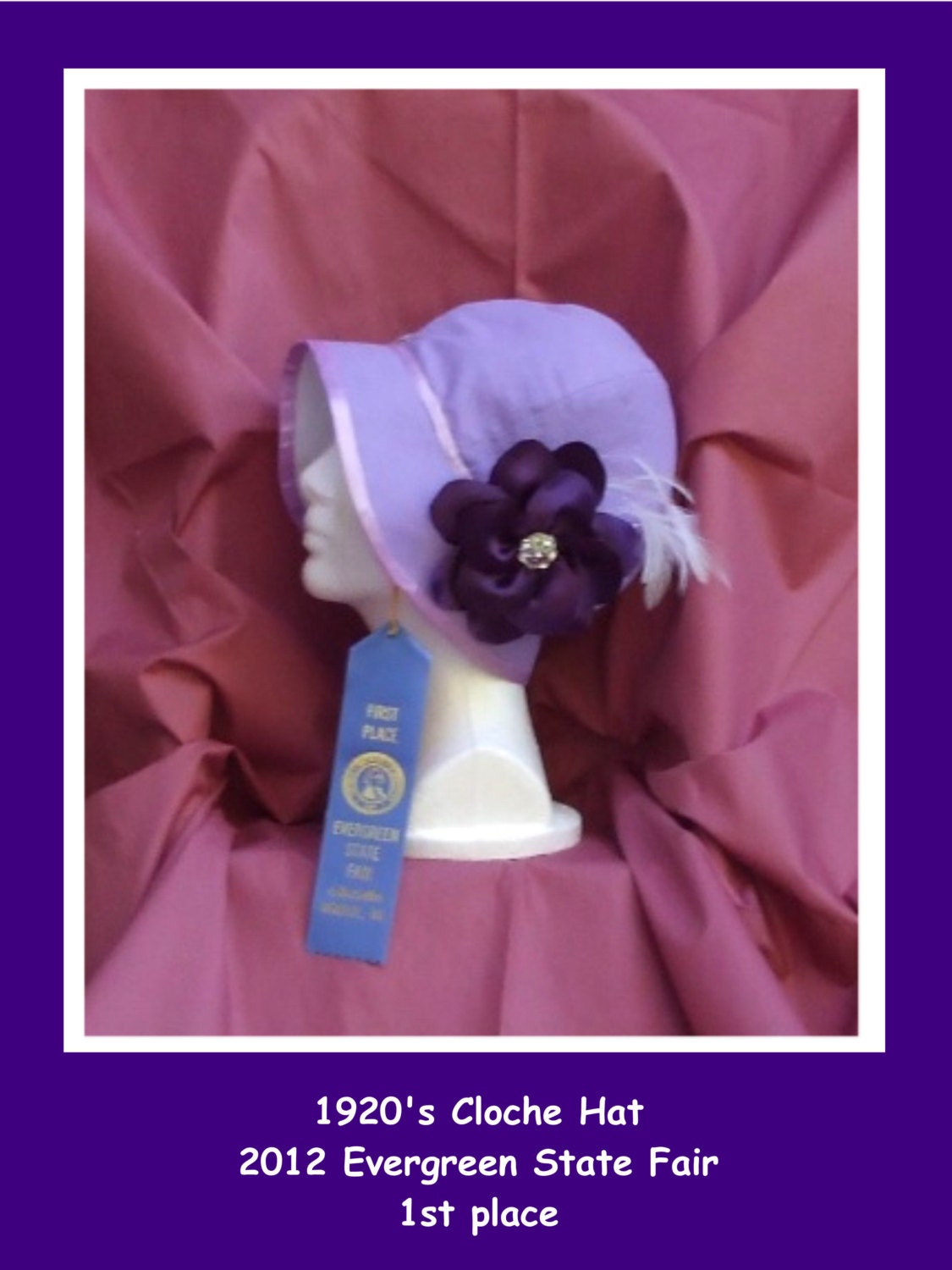 1920s Ladies Cloche Hat with Ribbon Trim - Reproduction 1924 Sewing Pattern #H7473