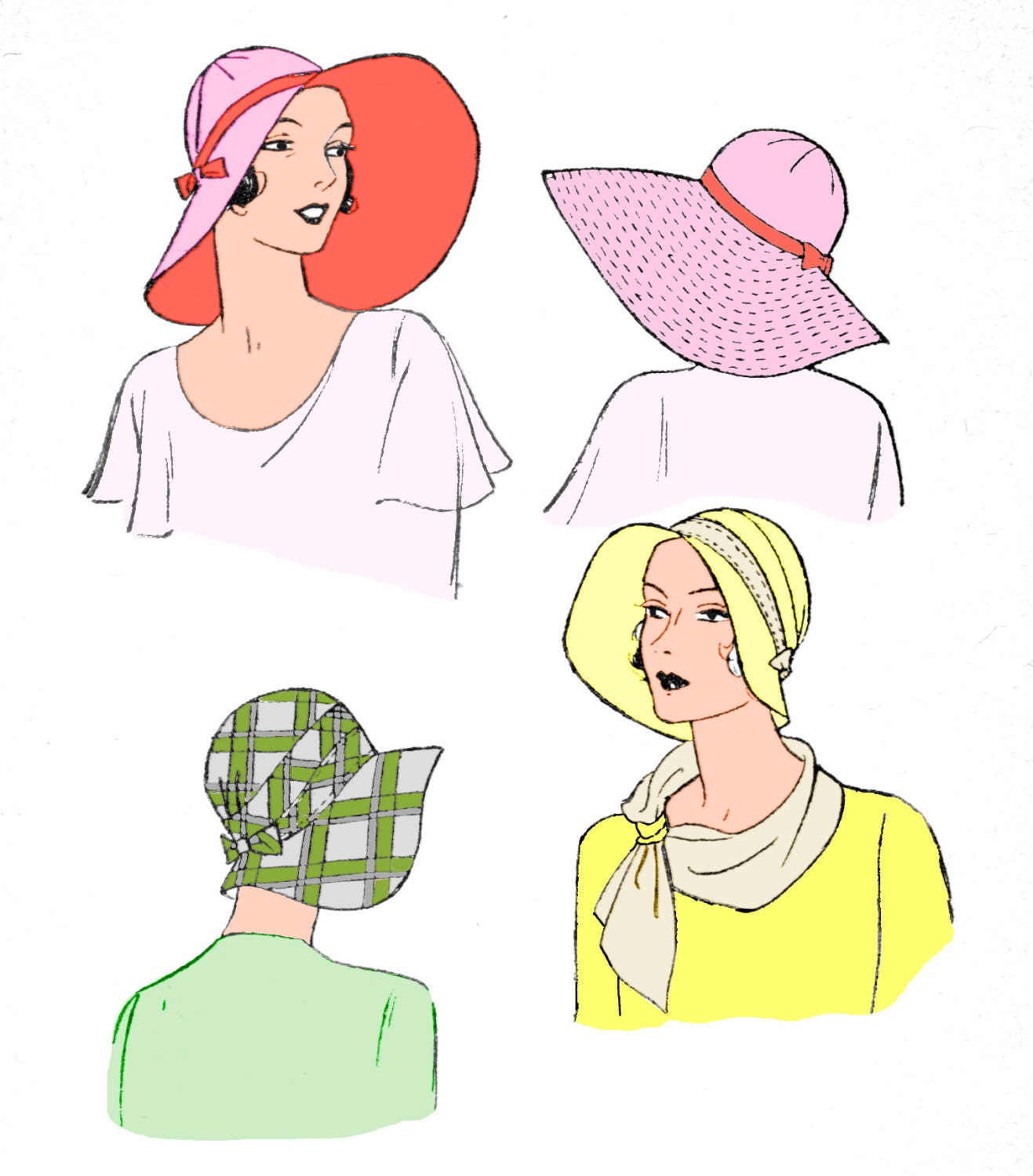 1930s Ladies Brimmed Cloche Hat - Reproduction 1931 Sewing Pattern #H5651