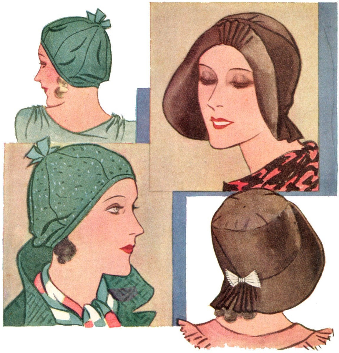 1930s Ladies Hat & Beret - Reproduction 1931 Sewing Pattern #H1819