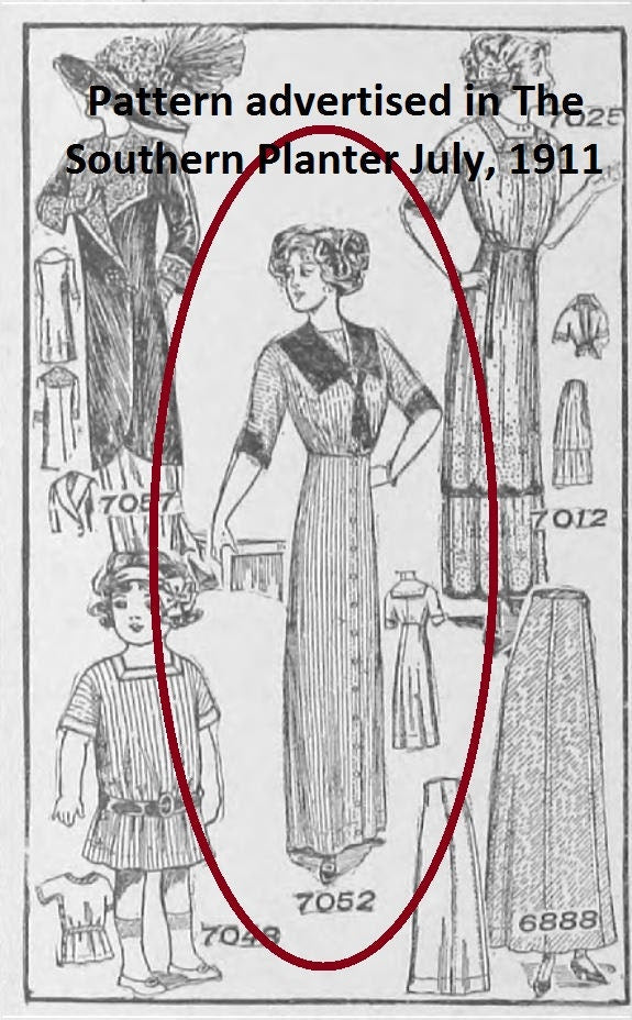 1910s Ladies Semi-Princess Dress - 1912 Reproduction Sewing Pattern #E7052 - 38 Inch Bust