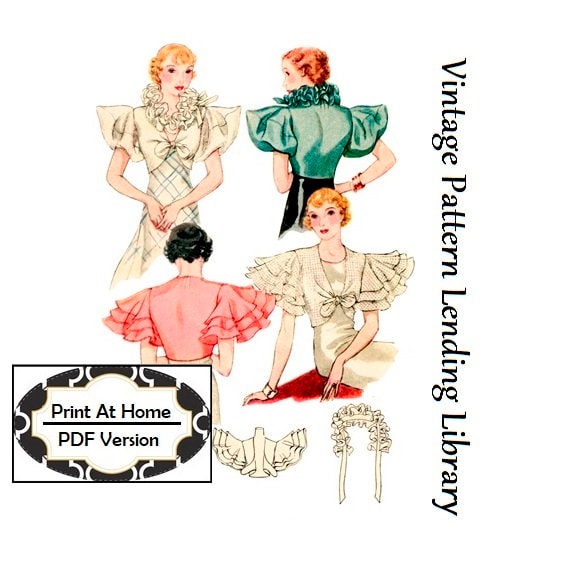 1930s Ladies Evening Coatee - INSTANT DOWNLOAD - Reproduction 1933 Sewing Pattern #T7391 - 34 Inch Bust - PDF - Print At Home