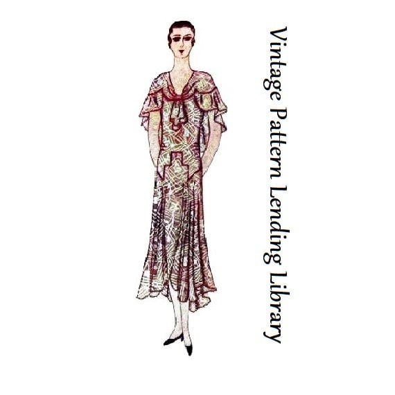 1920s Ladies Slip-On Dress With Capelet - Reproduction 1929 Sewing Pattern #Z2996 - 34 Inch Bust