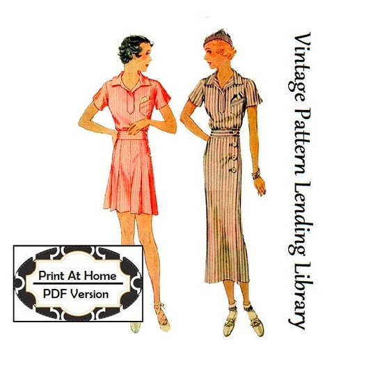 1930s Ladies Sports Ensemble - INSTANT DOWNLOAD - Reproduction 1933-34 Sewing Pattern #T7671 - 36 Inch Bust - PDF - Print At Home