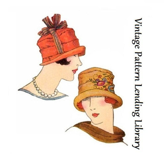 1920s Ladies Pleated Cloche Hat With Optional Ribbon Trim - Reproduction 1925 Sewing Pattern #H1440