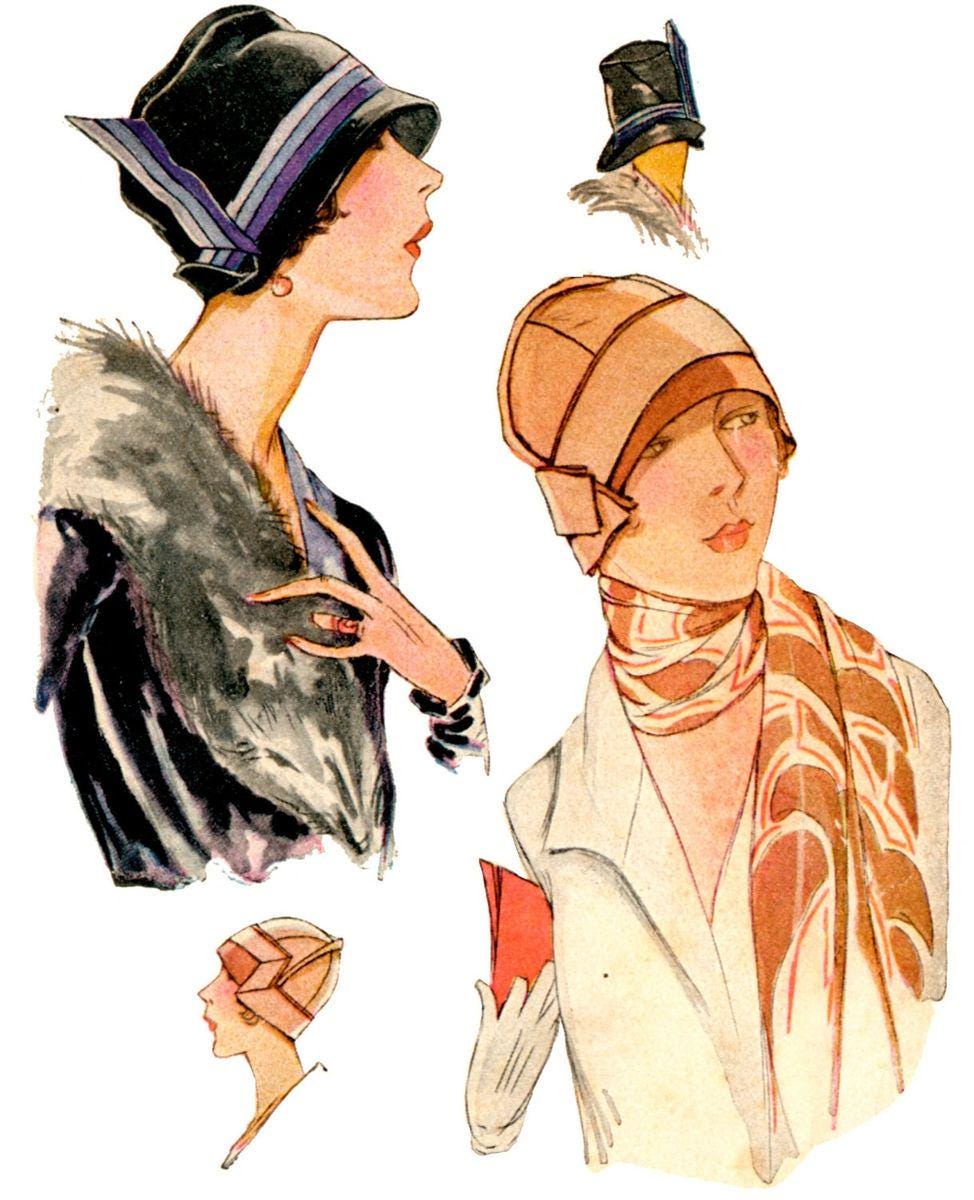 1920s Ladies Cloche Hat in Two Styles - Reproduction 1927 Sewing Pattern #H1603