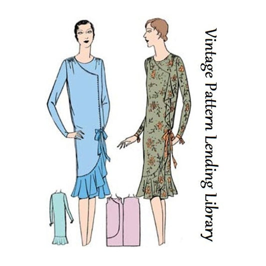 1920s Ladies Draped Frock - Reproduction 1929 Sewing Pattern #Z4740 - 34 Inch Bust