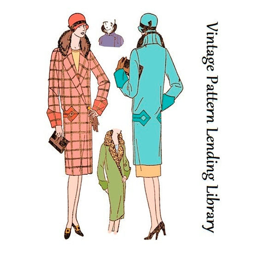 1920s Ladies Coat With Geometric Trim - Reproduction 1923 Sewing Pattern #Z2222 - 36 Inch Bust