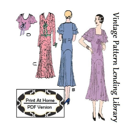 1930s Ladies Afternoon Tea Frock - INSTANT DOWNLOAD - Reproduction 1931 Sewing Pattern #T3221 - 36 Inch Bust - PDF - Print At Home