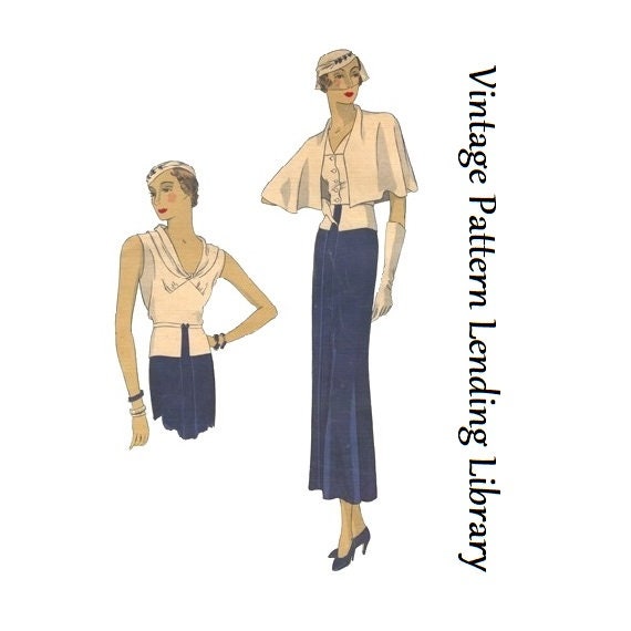 1930s Ladies Three Piece Ensemble - Reproduction 1933 Sewing Pattern #T0231 - 36 Inch Bust