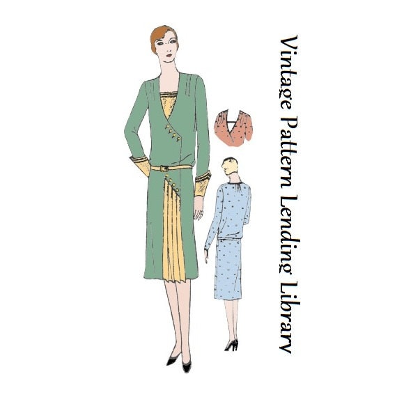 1920s Ladies Frock with Pleated Inset - Reproduction 1929 Sewing Pattern #Z2830 - 38 Inch Bust