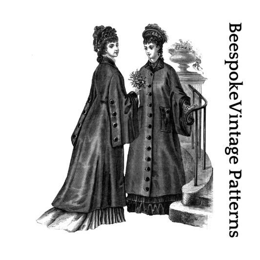 1870s Ladies Coat With Draped Sleeves - Victorian Era - Reproduction (ca. 1876) Sewing Pattern #E0171 - Size XS - Small