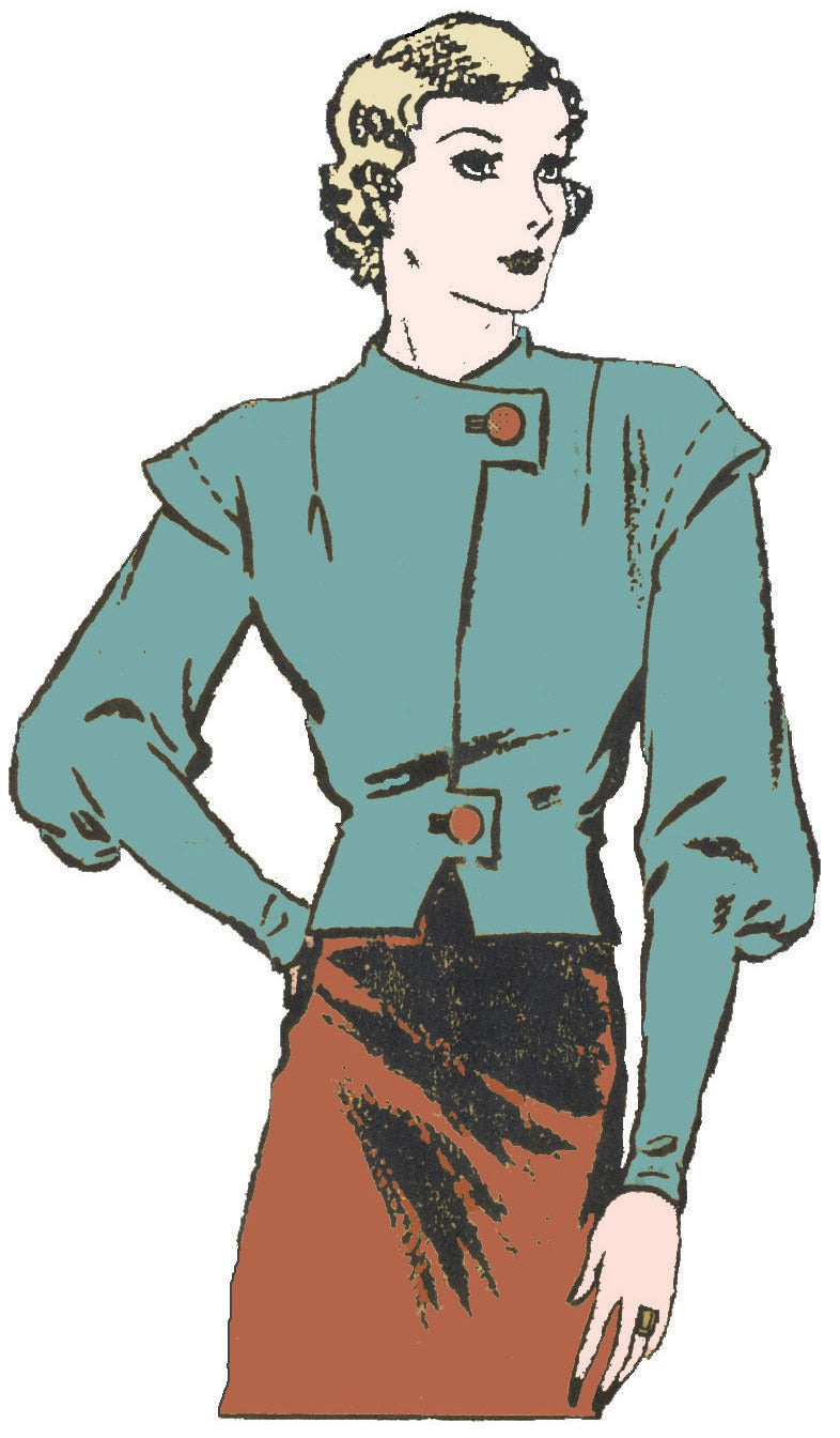 1930s Ladies Blouse With Front Tabs - INSTANT DOWNLOAD - Reproduction 1933 Sewing Pattern #T5151 - 34 Inch Bust - PDF - Print At Home