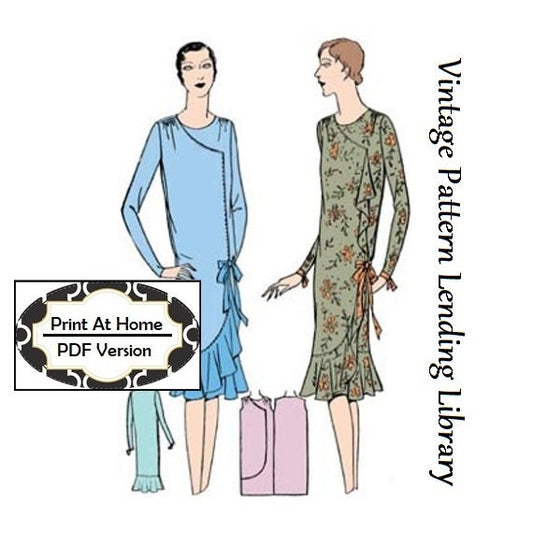 1920s Ladies Draped Frock - INSTANT DOWNLOAD - Reproduction 1929 Sewing Pattern #Z4740 - 34 Inch Bust - PDF - Print At Home