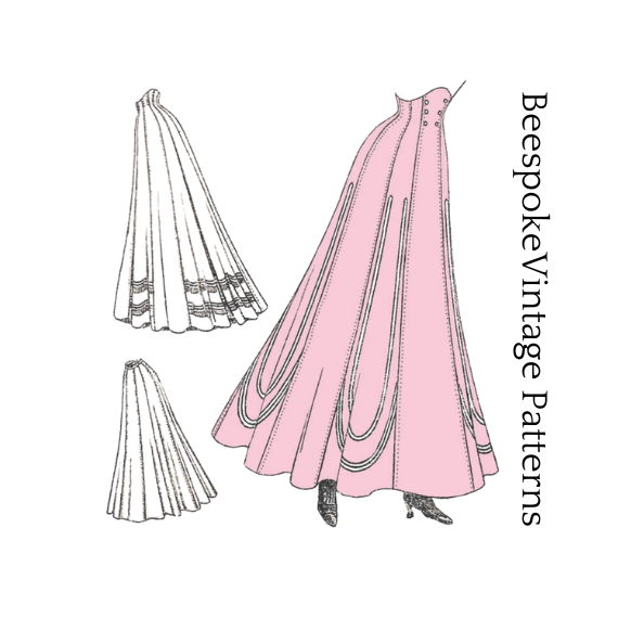 1910 Ladies Eleven-Gored Skirt - Edwardian Skirt - Pattern #E1845 - 26 Inch Waist