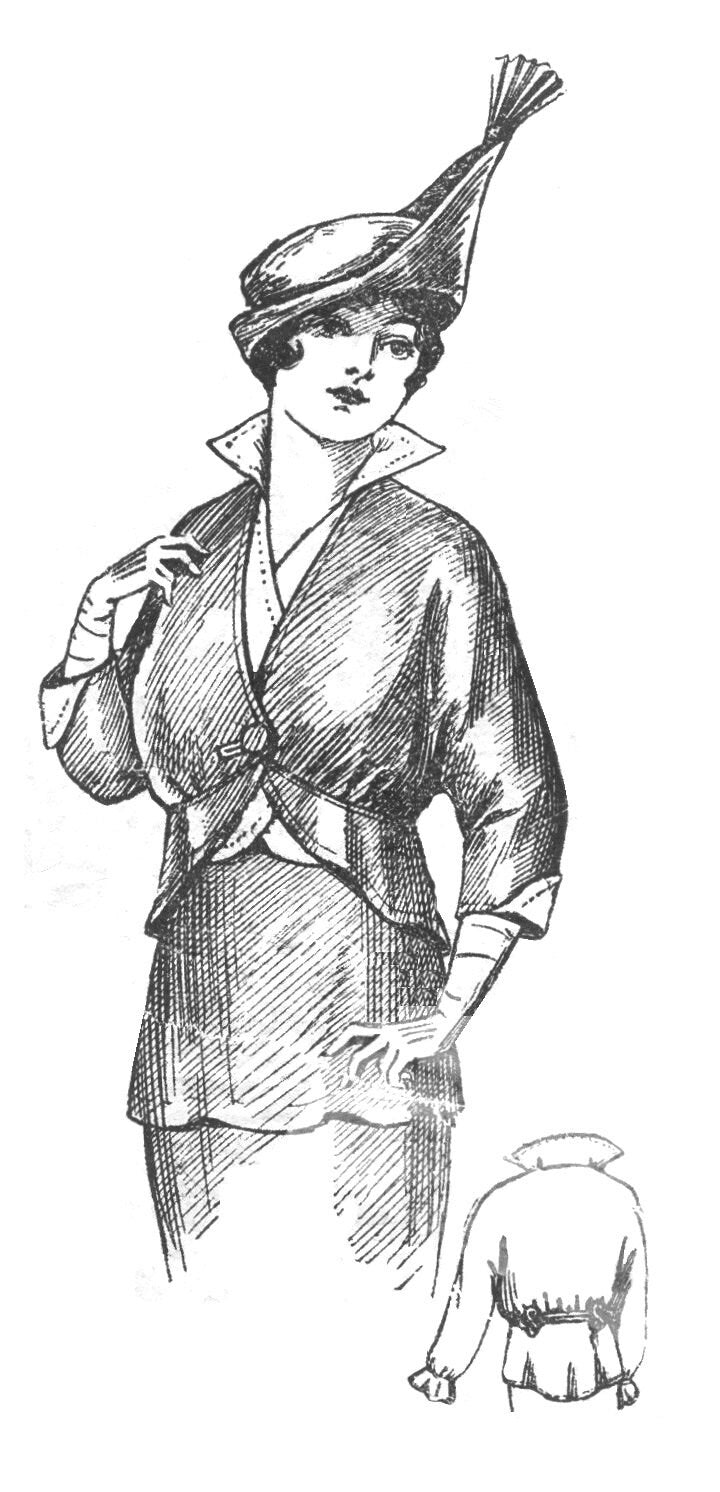 1910s Ladies Kimono Coat With Vestee - 1914 Reproduction Sewing Pattern #E8276 - 38 Inch Bust