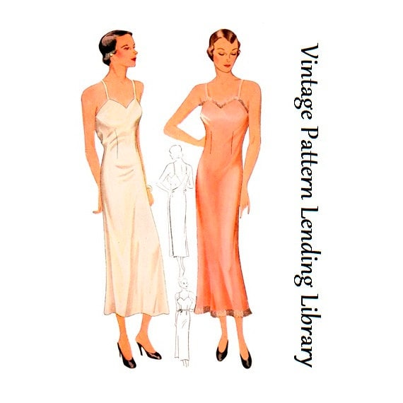 1930s Ladies Low Cut Back Evening Slip with Wrap Back Detailing - Reproduction 1935 Sewing Pattern #T1836 - 34 Inch Bust