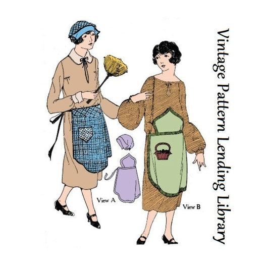 1920s Ladies Apron & Cap  - Reproduction Sewing Pattern #Z0104 - One Size