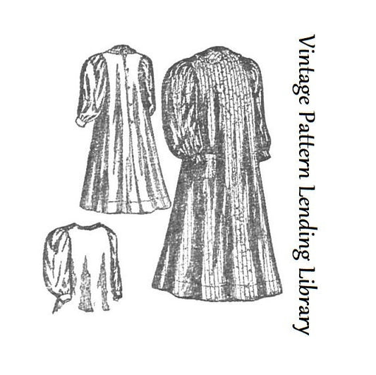 1890s Ladies Sack Apron -  Victorian Era - Reproduction Sewing Pattern #E1140 - 36 Inch Bust