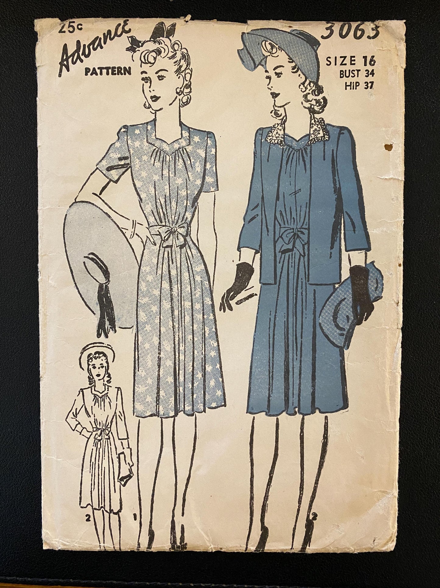 1940s Maternity Dress and Jacket - Bust 34" WWII 1942  Reproduction Vintage Pattern #3063-34 - PDF - Print At Home