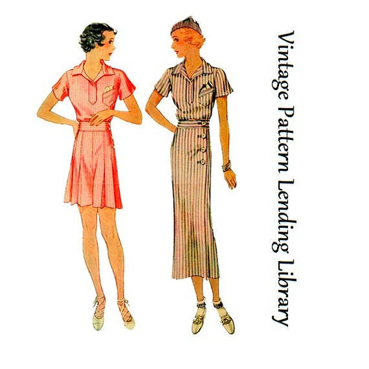 1930s Ladies Sports Ensemble - Reproduction 1933-34 Sewing Pattern #T7671 - 36 Inch Bust