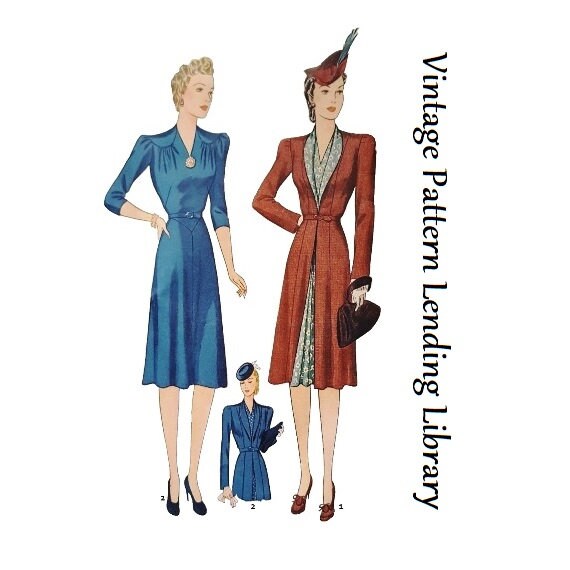 1940s Ladies Dress and Redingote - Reproduction 1941 Sewing Pattern #F3640 - 34 Inch Bust