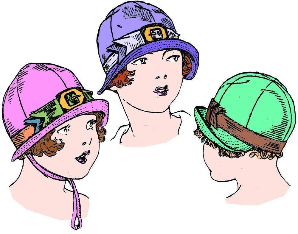 1920s Child/Youth Cloche Hat with Turned Up Front Brim - Reproduction 1925 Sewing Pattern #H6327