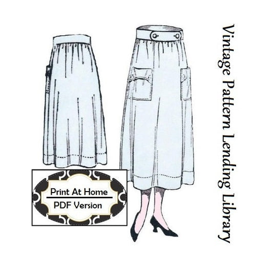 1918 Ladies Two Piece Skirt - INSTANT DOWNLOAD - Reproduction Sewing Pattern #E0129 - 32 Inch Waist - PDF - Print At Home