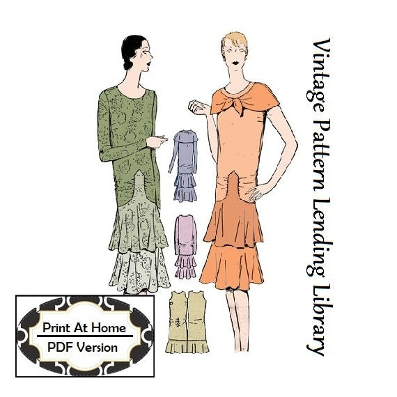 1920s Ladies Tiered Dress - INSTANT DOWNLOAD - Reproduction 1929 Sewing Pattern #Z4949 - 32 Inch Bust - PDF - Print At Home