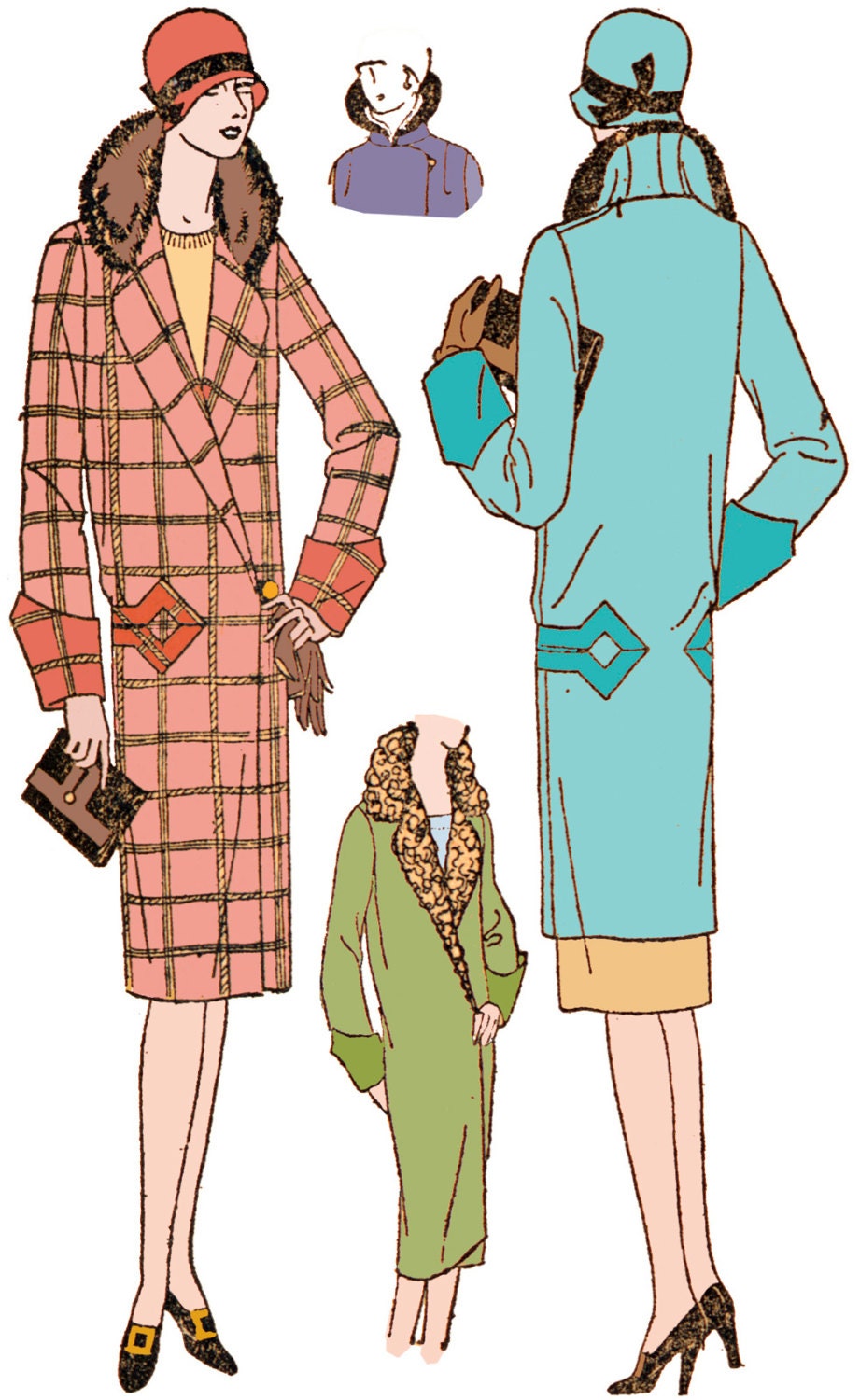 1920s Ladies Coat With Geometric Trim - INSTANT DOWNLOAD - Reproduction 1923 Sewing Pattern #Z2222 - 36 Inch Bust - PDF - Print At Home