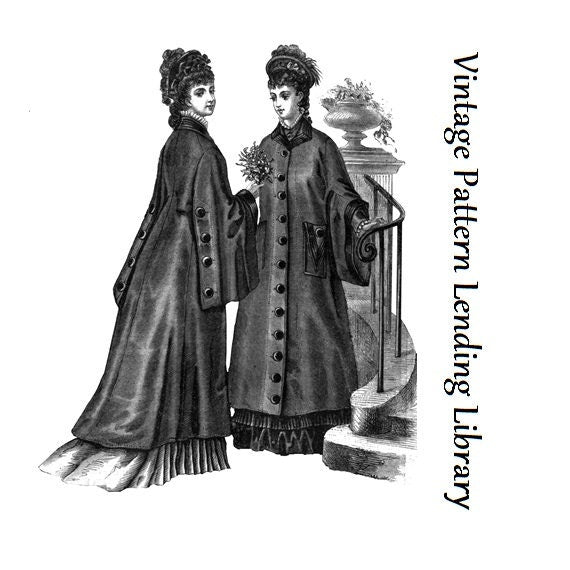 1870s Ladies Coat With Draped Sleeves - Victorian Era - Reproduction (ca. 1876) Sewing Pattern #E0171 - Size XS - Small