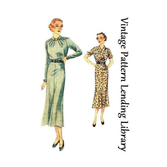 1930s Ladies Day Dress - Reproduction 1936 Sewing Pattern #T8137 - 36 Inch Bust