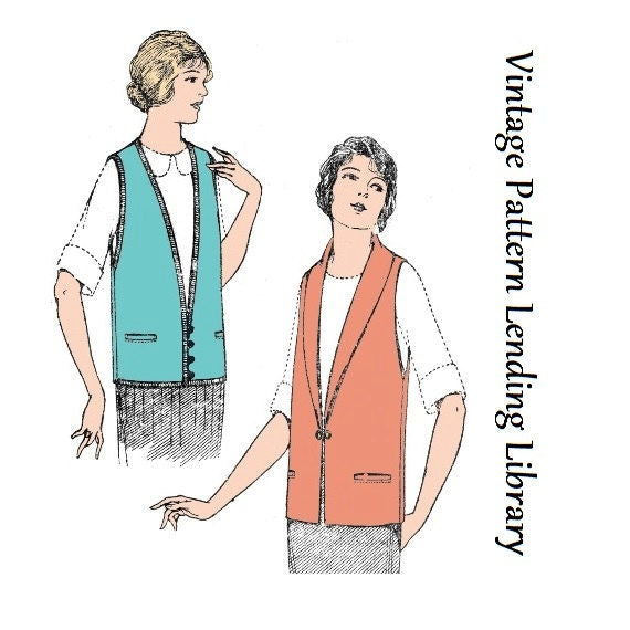 1920s Ladies Sleeveless Sport Jacket - Reproduction 1924 Sewing Pattern #Z3460 - 40 Inch Bust