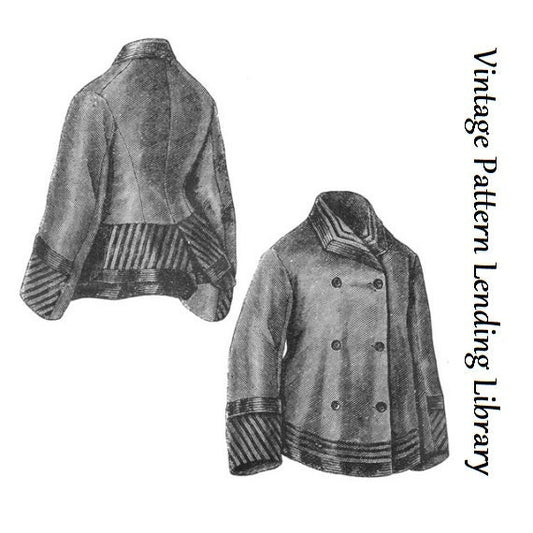 1870s Ladies Sacque Jacket - Victorian Era - Reproduction (ca. 1876) Sewing Pattern #E0175 - 32/34 Inch Bust