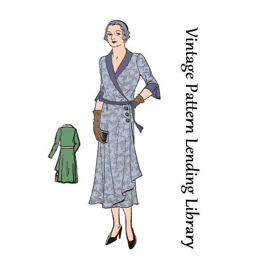 1930s Ladies Wrap Around Dress - Pattern #T0337 - 36 Inch Bust