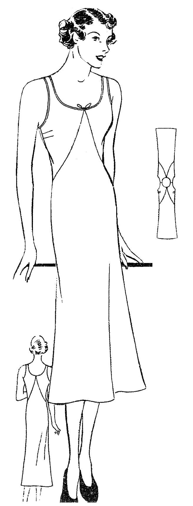 1930s Ladies Modest Bias Slip with Optional Drawstring Neckline  - Reproduction 1930s Sewing Pattern #T0457 - 38 Inch Bust