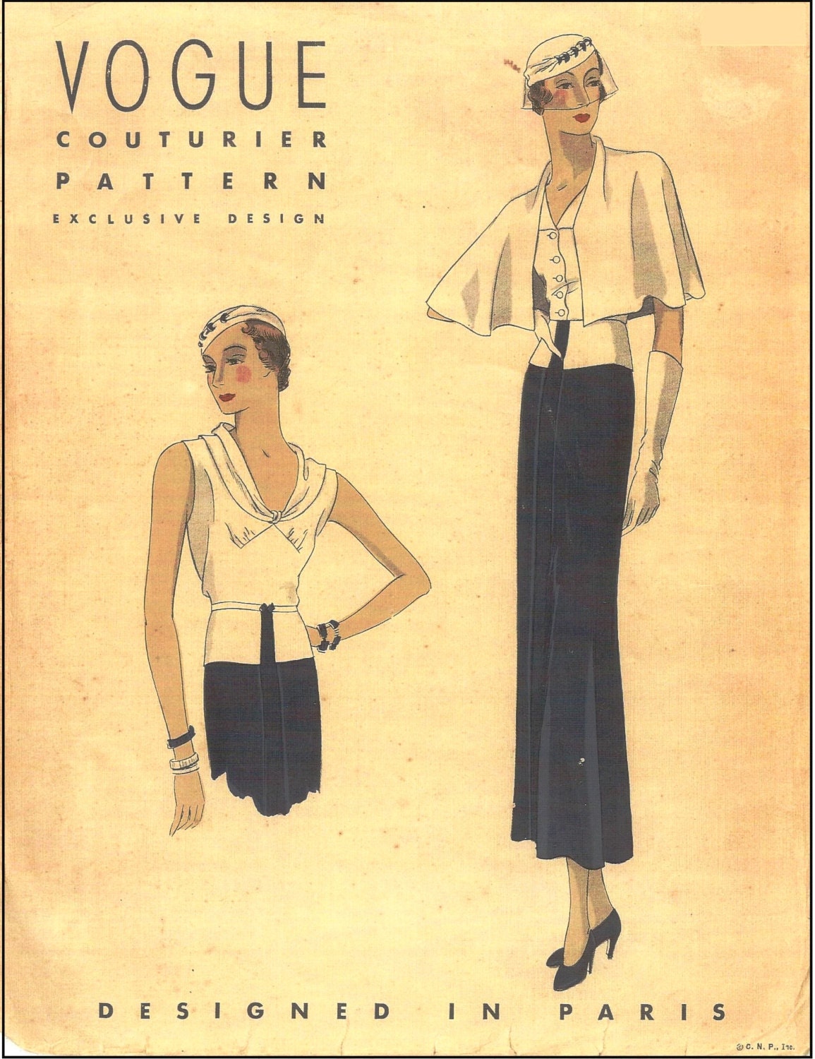 1930s Ladies Three Piece Ensemble - Reproduction 1933 Sewing Pattern #T0231 - 36 Inch Bust