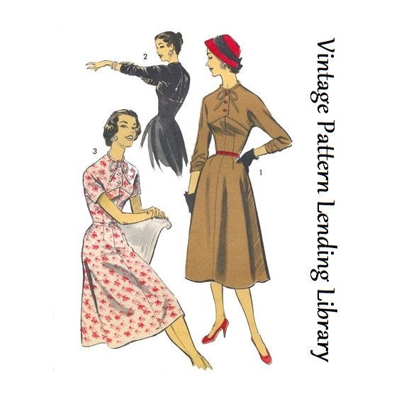 1950s Ladies Dress with Front Yoke - Reproduction 1956 Sewing Pattern #F8109 - 34 Inch Bust