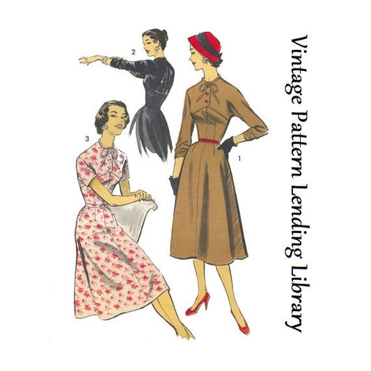 1950s Ladies Dress with Front Yoke - Reproduction 1956 Sewing Pattern #F8109 - 34 Inch Bust