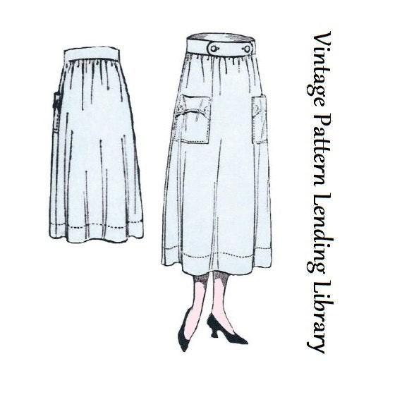 1910s Ladies Two Piece Skirt - 1918 Reproduction Sewing Pattern #E0129 - 32 Inch Waist