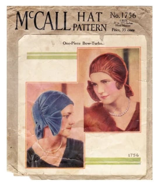 1920s Ladies Turban Cloche With Bow - Reproduction 1929 Sewing Pattern #H1756